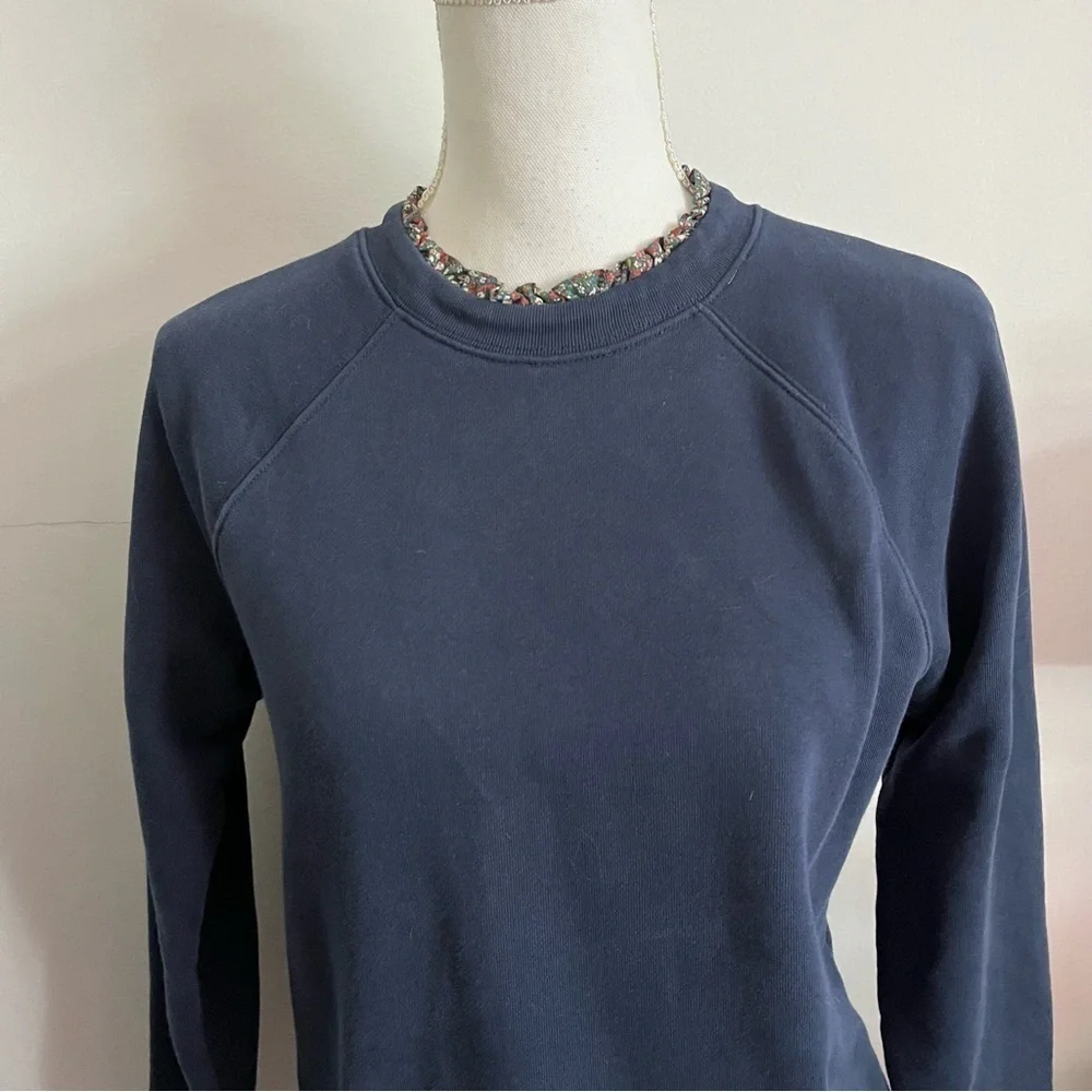 J. Crew • Navy Floral Ruffleneck Pullover Sweatshirt